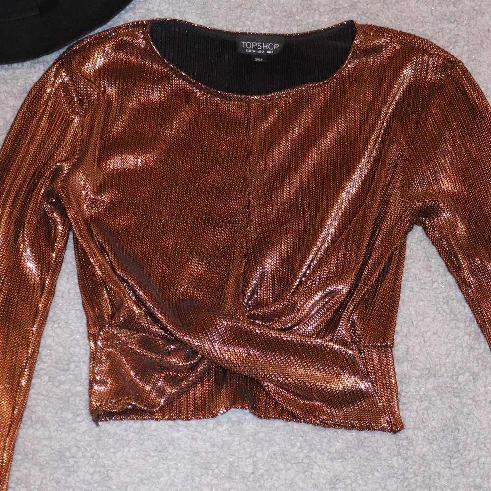 Topshop Metallic Crop Top
